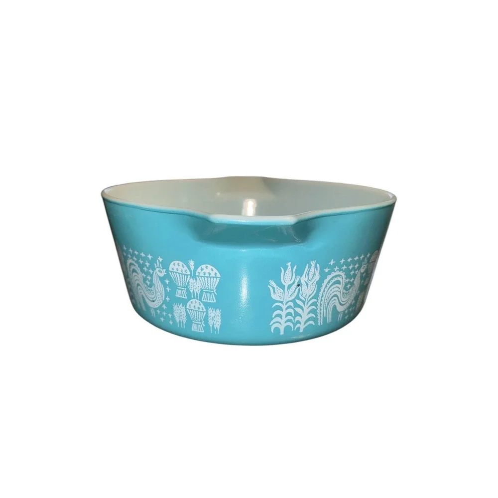 Vintage Pyrex Butterprint Turquoise Cinderella Mixing Bowl 442 2.5 Qt Amish